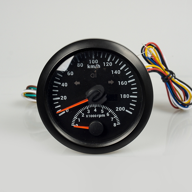 200KM/H 8000RPM 2in1 Speedometer RPM Signal 85mm For Genset Marine 9-32V